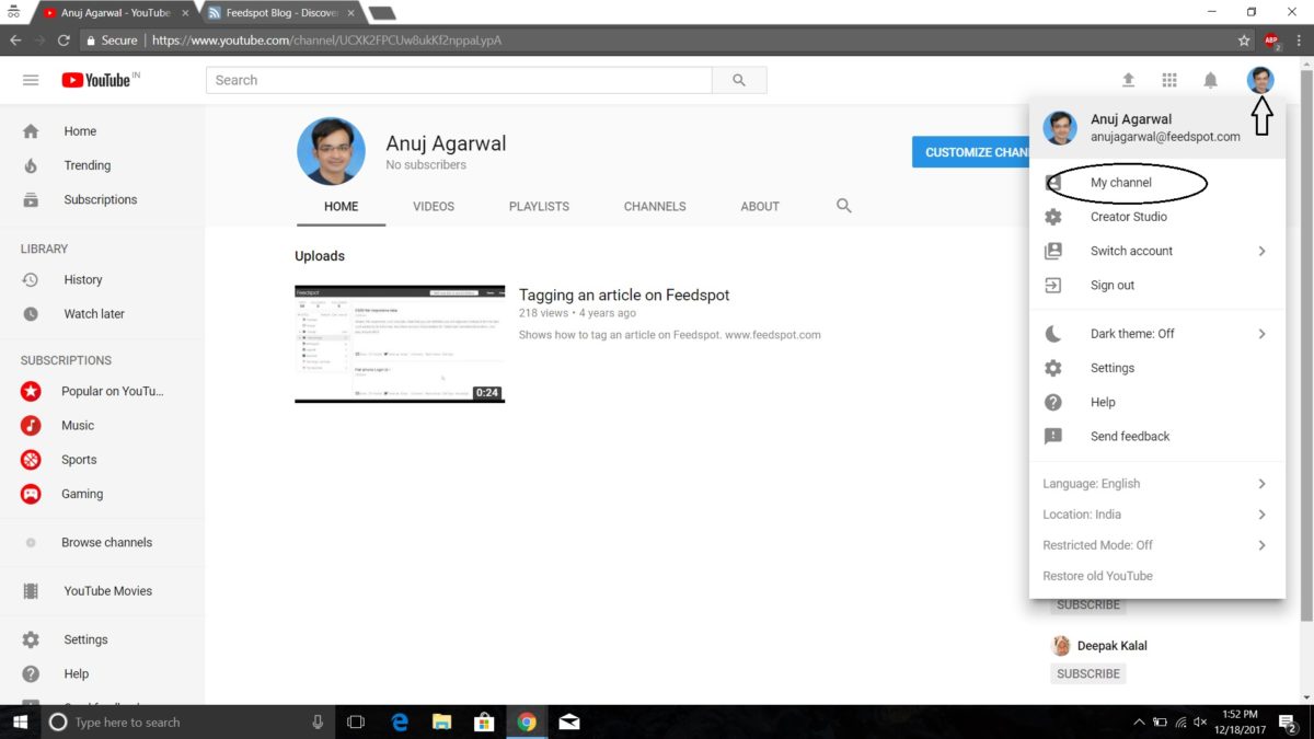 Adding Feedspot Blog Link To Your Youtube Channel